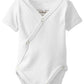 L'Ovedbaby Unisex-Baby Newborn Organic Short-Sleeve Kimono Bodysuit, White, 3/6 Months