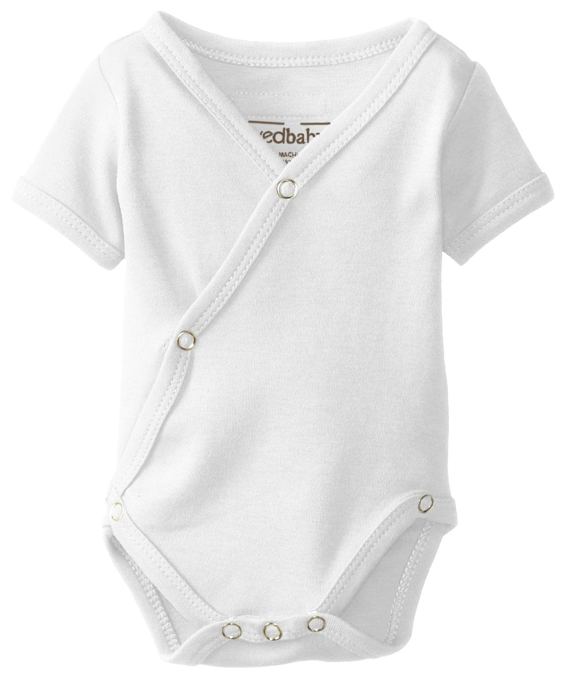 L'Ovedbaby Unisex-Baby Newborn Organic Short-Sleeve Kimono Bodysuit, White, 3/6 Months