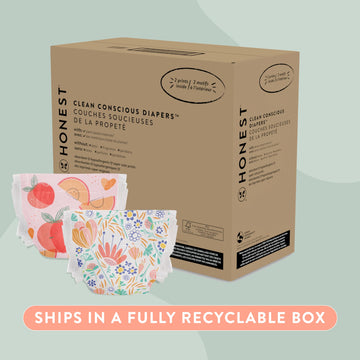 The Honest Company Clean Conscious Diapers | Plant-Based, Sustainable | Just Peachy + Flower Power | Super Club Box, Size 4 (22-