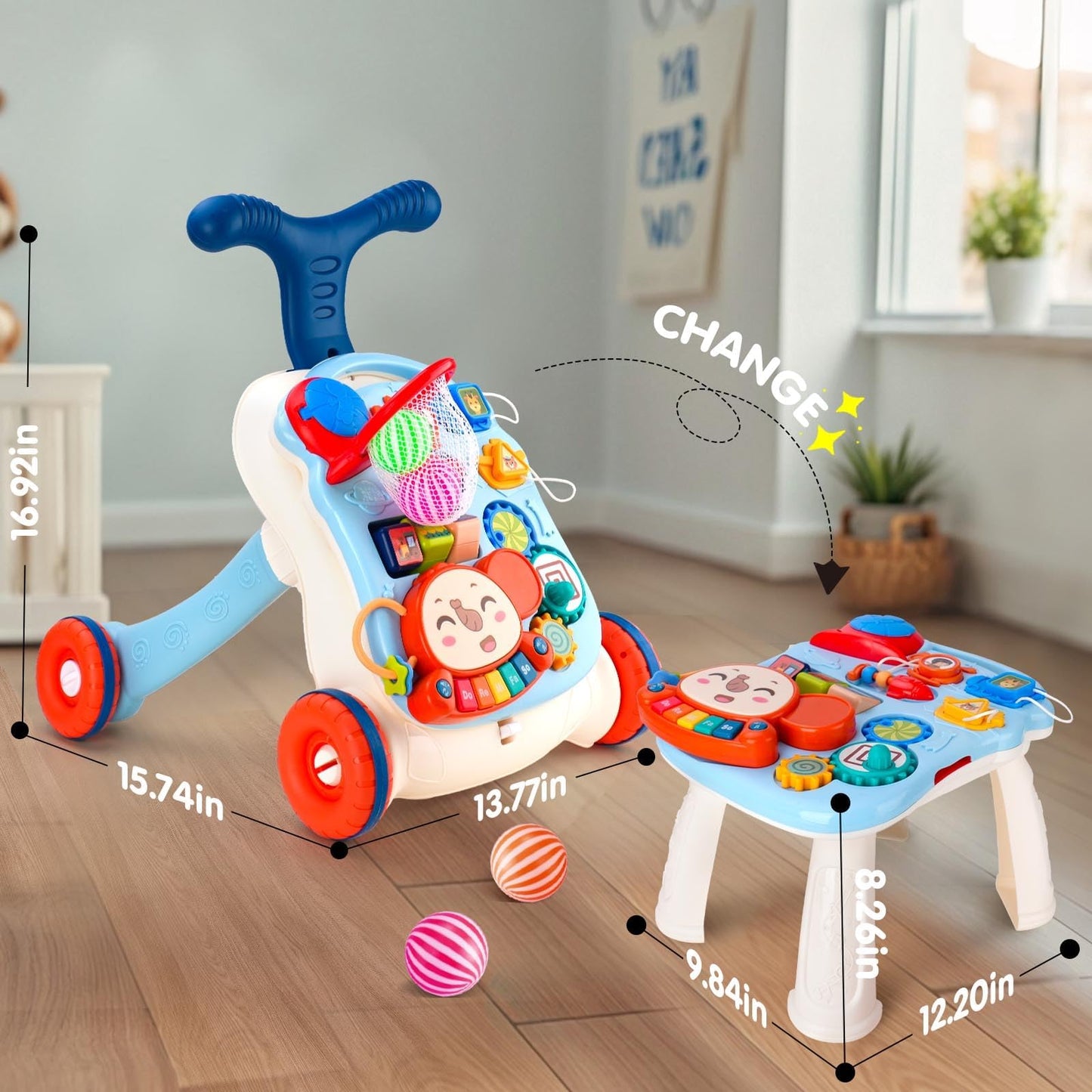 AuntyFey Baby Walker, 3 in 1 Push Walker Baby, Baby Walkers for Girls Boys, Baby Walking Toy for 1 Year old Learning to Walk, Si