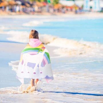 Bangsaur Kids Hooded Beach Towels, 100% Cotton 50X30 Inches Bath Pool Swiming Towel Wrap, Toddlers Girls 3-12 Years Coverup Rain