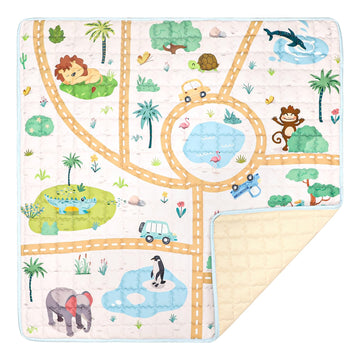 Baby Mat For Floor, Gfu Non-Slip 50X50 Mat, Thick One-Piece Crawling Mat, Infants Mat Foldable And Machine Washable For Boys (An