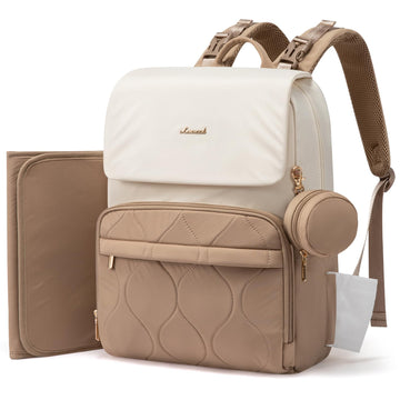 LOVEVOOK Diaper Bag Backpack, Baby Travel Bags for Boys & Girl, Toddler Waterproof Diaper Bag w/Changing Pad (Beige khaki, 15.6