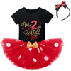 Ibtom Castle Kids Birthday Party Summer Clothing For Newborn Polka Dots Top+Sequins Skirt+3D Ear Princess Father 'S Day Mother '