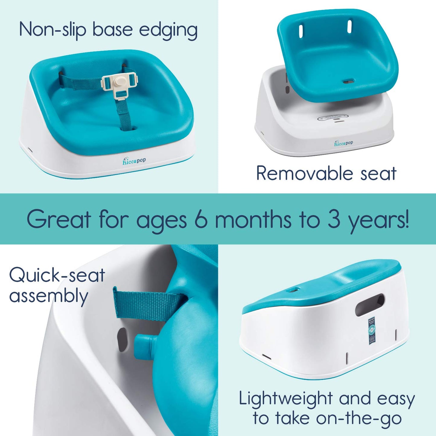 Hiccapop ErgoBoost Toddler Booster Seat for Dining Table, Non-Slip Stable Booster Chair for Toddlers Eating, High Chair Booster