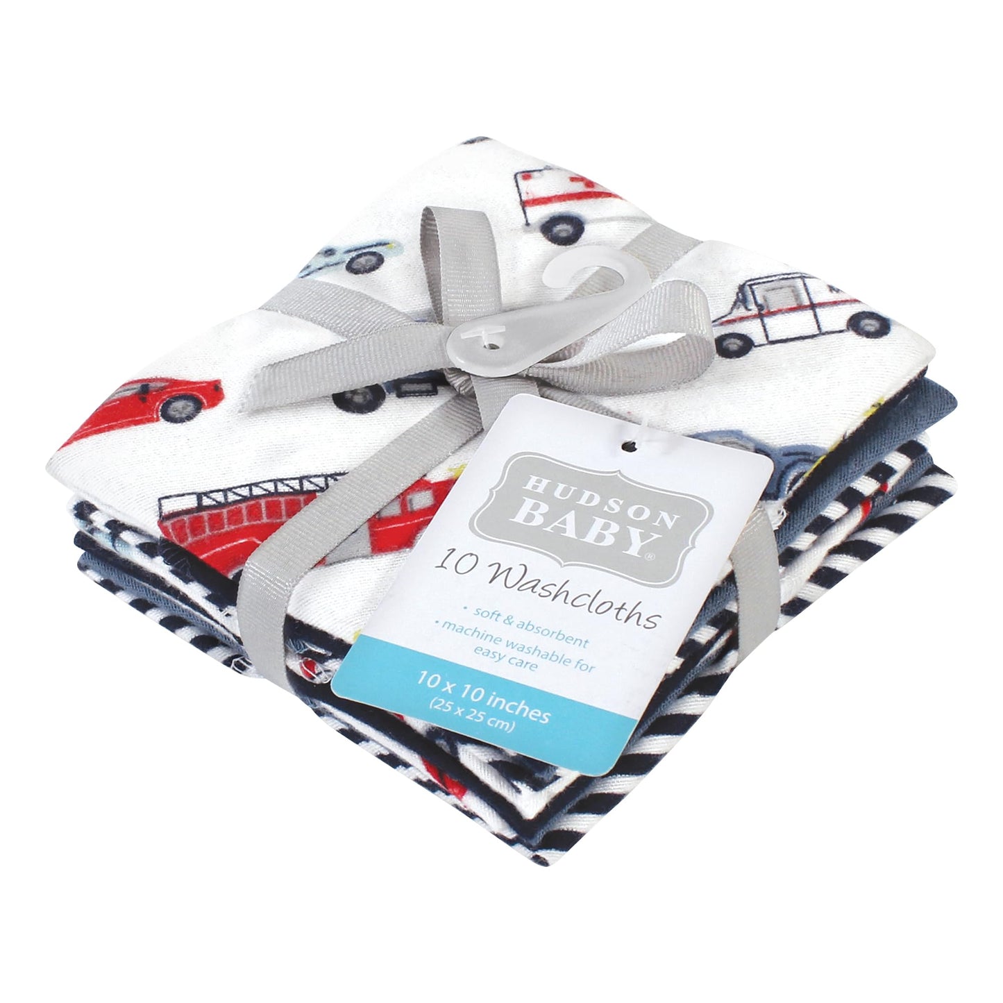 Hudson Baby Unisex Baby Flannel Cotton Washcloths, Going Places 10 Pack, One Size