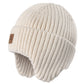 Baby Beanie Fleece Lined Toddler Winter Hat With Ear Flaps Little Girls Boys Warm Hats Cute Beanies For Kids Beige