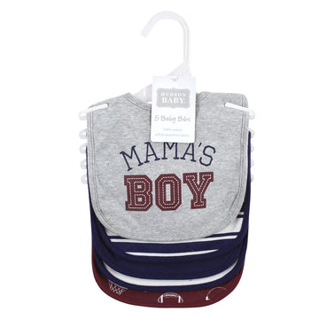 Hudson Baby Unisex Baby Cotton Bibs, Mom Dad Athletic, One Size