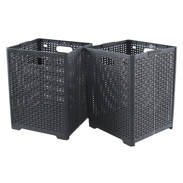EudokkyNA 2-pack 42 Liters Collapsible Laundry Baskets, Plastic Foldable Hamper Baskets (Grey)