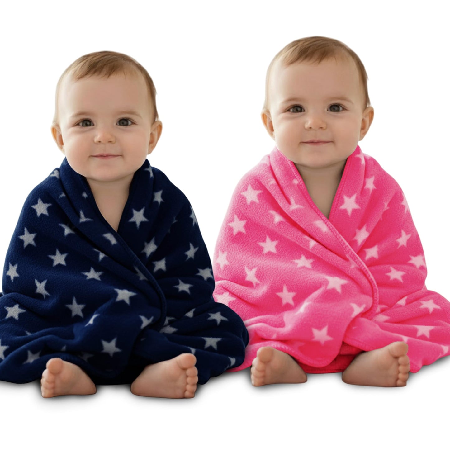 Oyo Baby Baby Blanket Wrapper  Pack Of 2 (Dark Blue & Pink) | Towel For Boys And Girls | All Season Swaddle For 024 Month | Nu