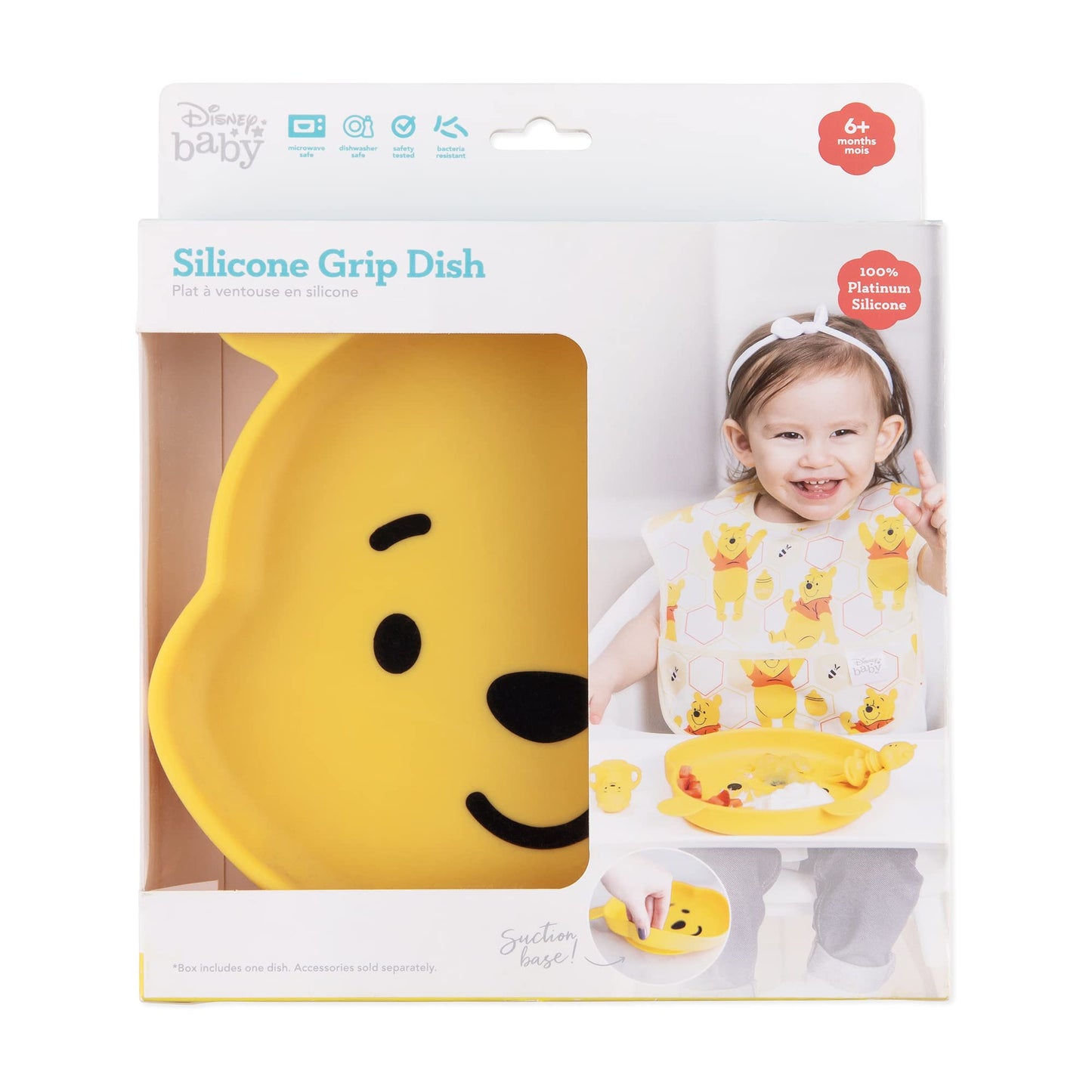 Bumkins Disney Toddler And Baby Suction Plate, Silicone Grip Dish, Baby Led Weaning, Kids Feeding Supplies, Non Skid Sticky Bott