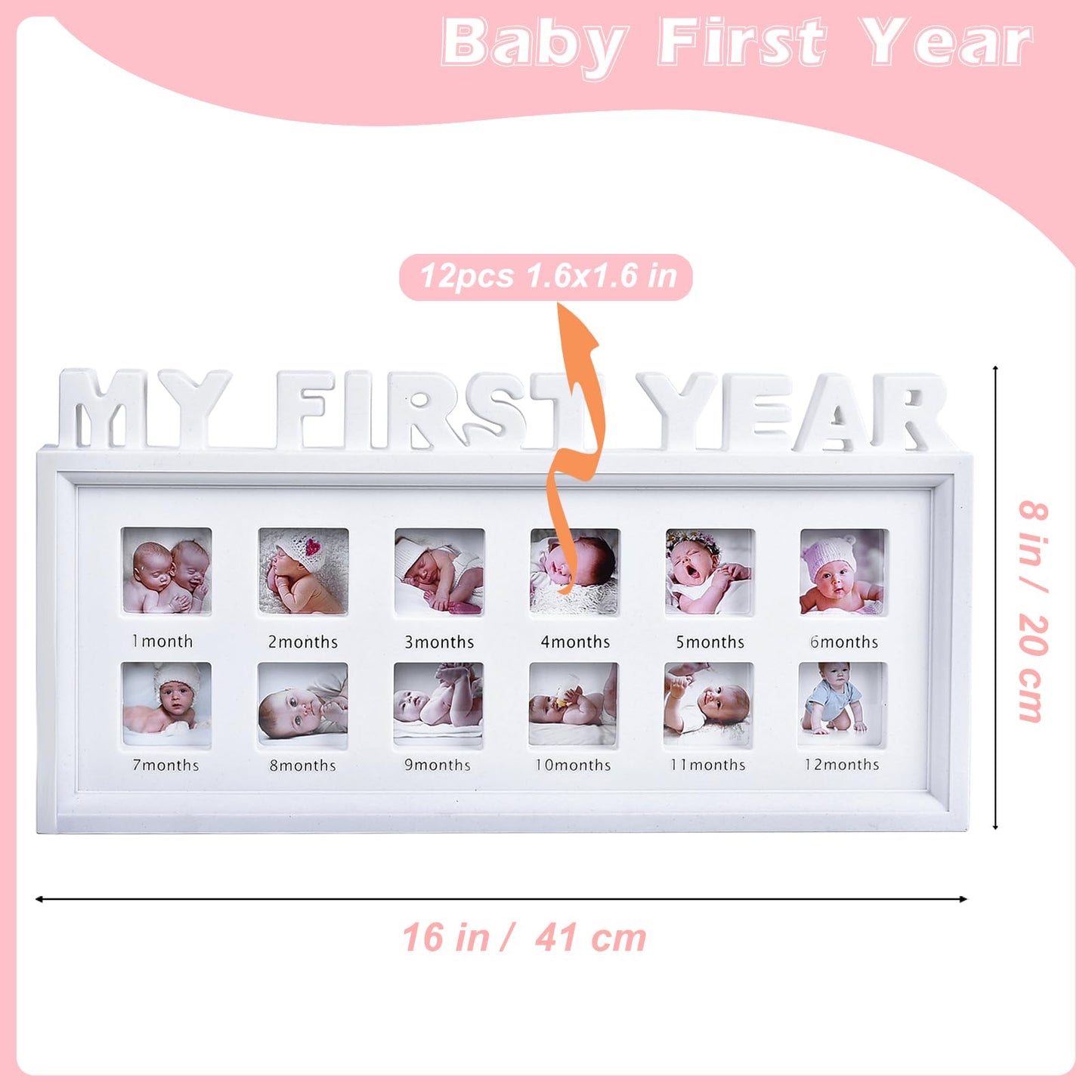 Mickyu My First Year Baby Picture Frame - First Mothers Day Gifts For New Mom - Personalized Baby Gifts Monthly Milestone Frame