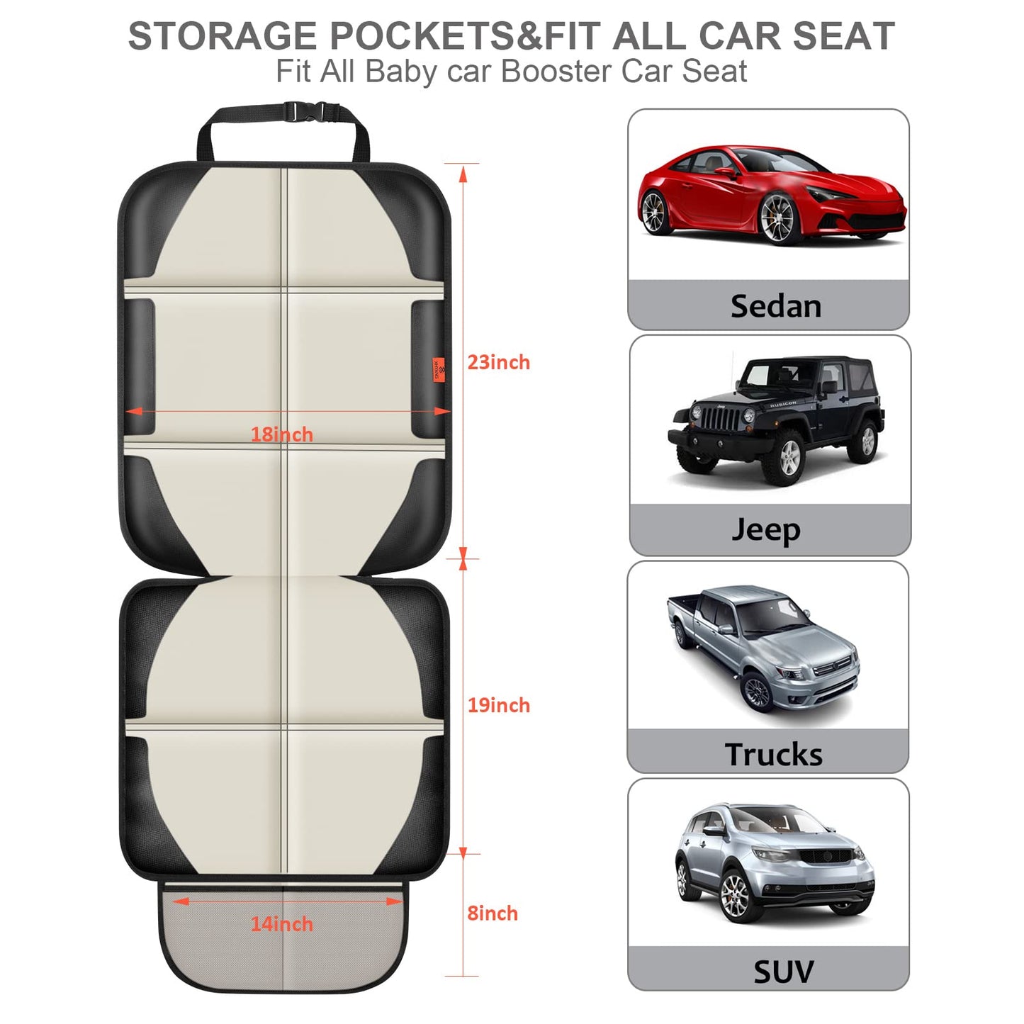 Xhyang Car Seat Protector, 2 Pack, Universal Fit, Polyvinyl Chloride & Leather, For Child Baby Car Seat, Waterproof, Durable, 60