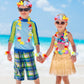 Abeillo 5 Pack Hawaiian Hula Grass Skirt, Hula Dancing Skirt With Flower Costume Accessory Hawaiian Hula Party Dress Up(Gold)