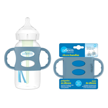 Dr. Brown'S Milestones 100% Silicone Baby Bottle Handles,Wide-Neck,Blue,1 Pack,4M+