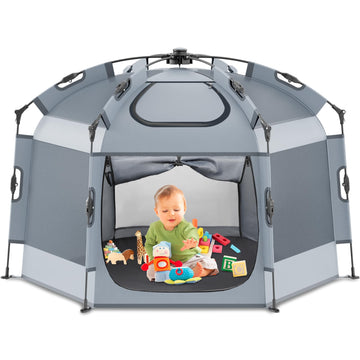 Babepai Pop Up Playpen for Babies - 55.1Wide 36.6Height Portable Baby Beach Tent - Indoor & Outdoor Play Yard, Foldable, Lightwe