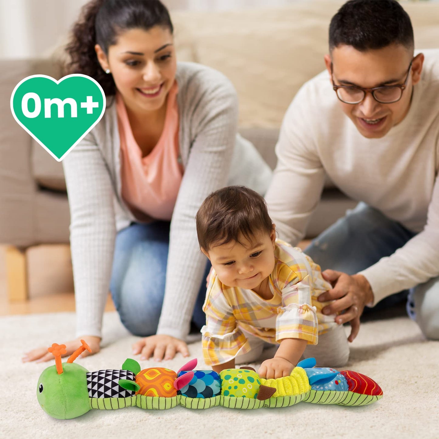 Sumobaby Infant Baby Musical Stuffed Animal Activity Soft Toys with Multi-Sensory Crinkle, Rattle and Textures, for Tummy Time N