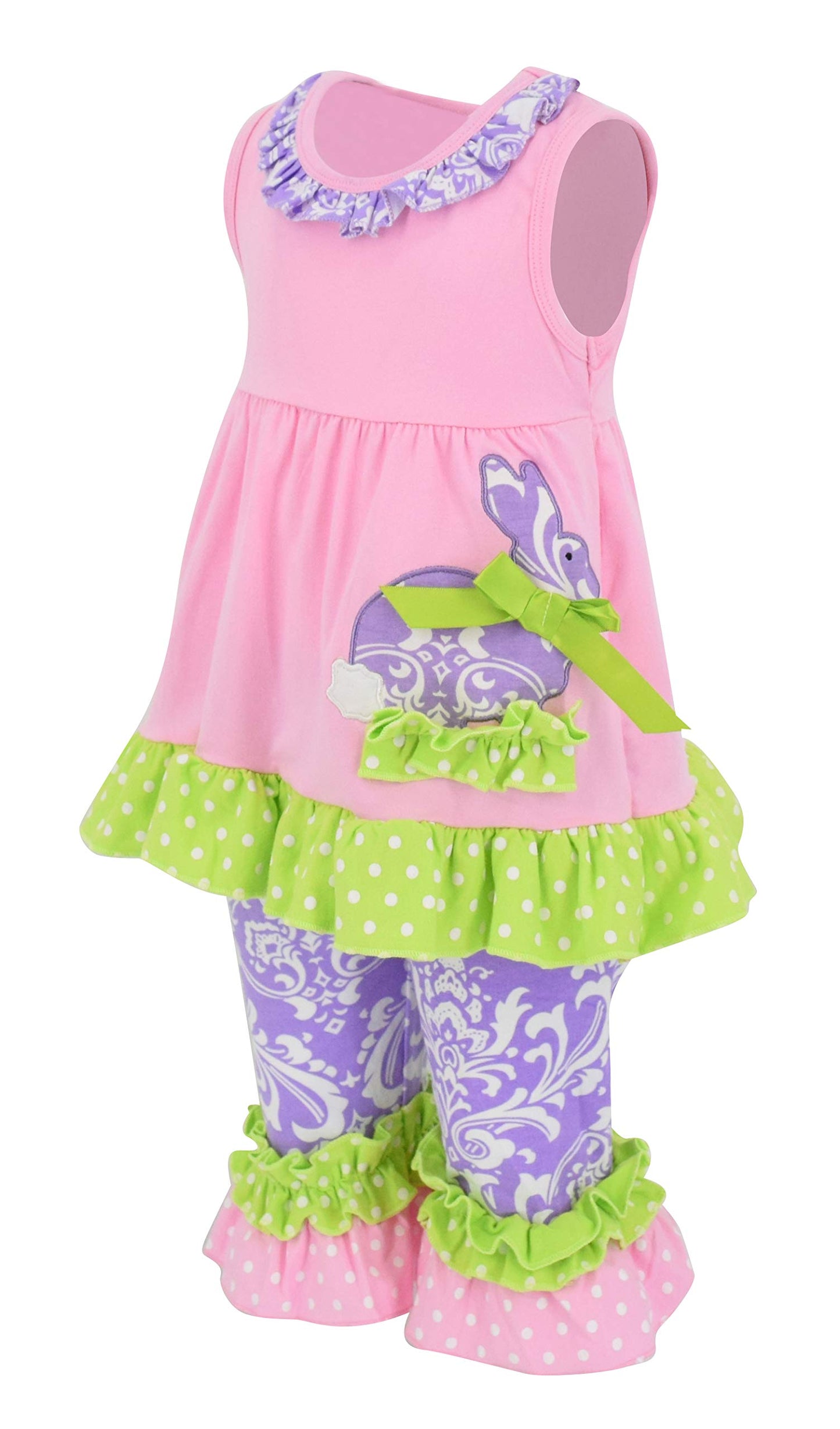 Unique Baby Girls Damask Easter Outfit Toddler Girl, Toddler Easter Outfit Girl, Toddler Girl Easter Outfit (4T/M, Pink)