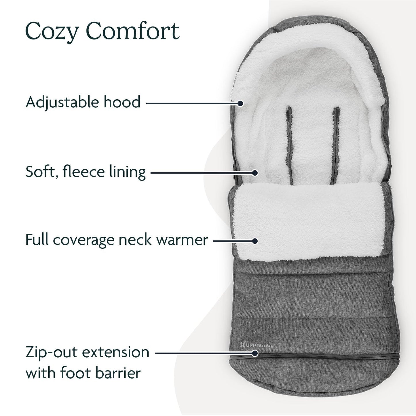 Uppababy Cozyganoosh Footmuff / Easily Attaches To Uppababy Strollers + Rumbleseat / Ultra-Plush, Weather-Proof / Greyson (Charc