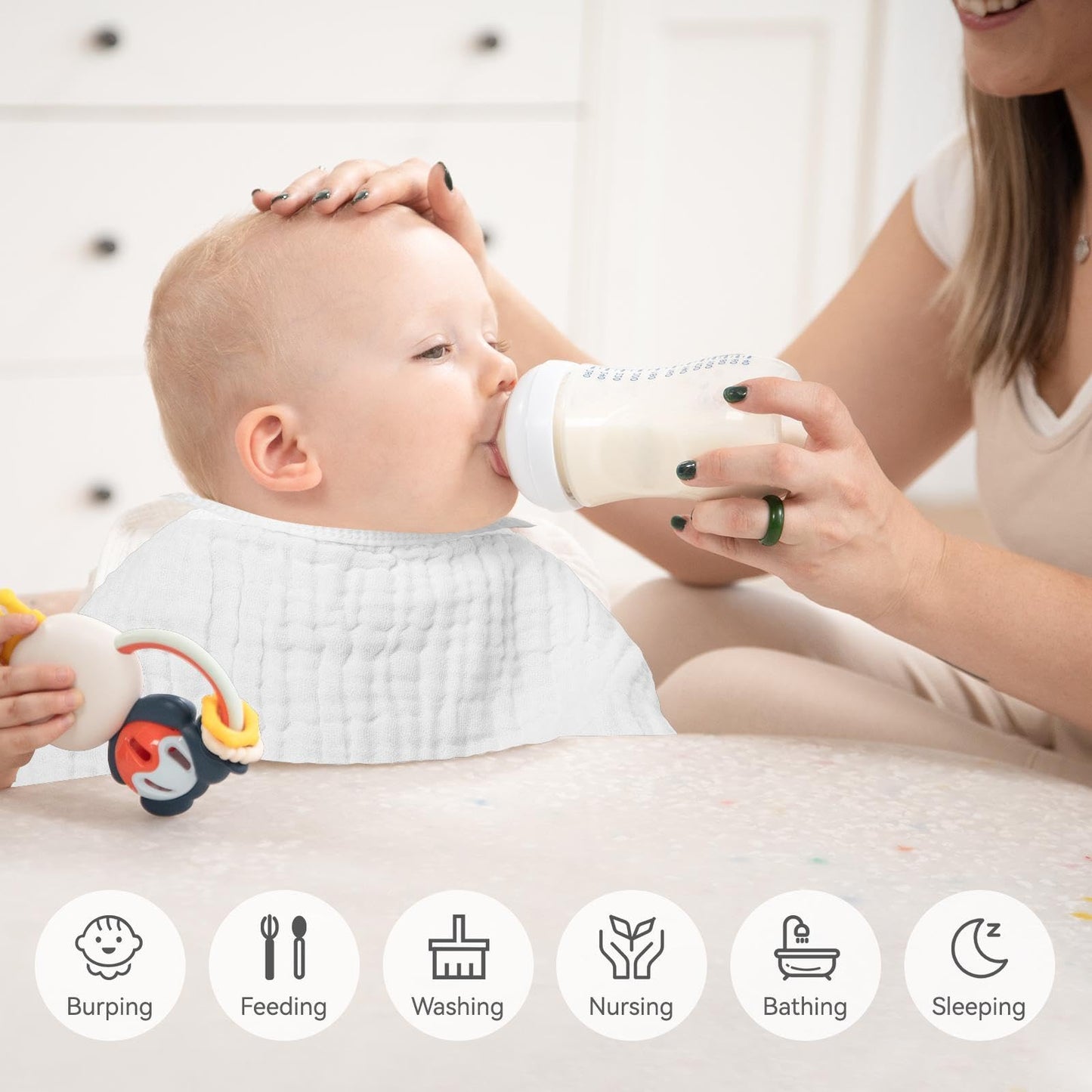 Synrroe Muslin Burp Cloths 4 Pack Large 20' By 10' 100% Cotton 6 Layers Extra Absorbent And Soft