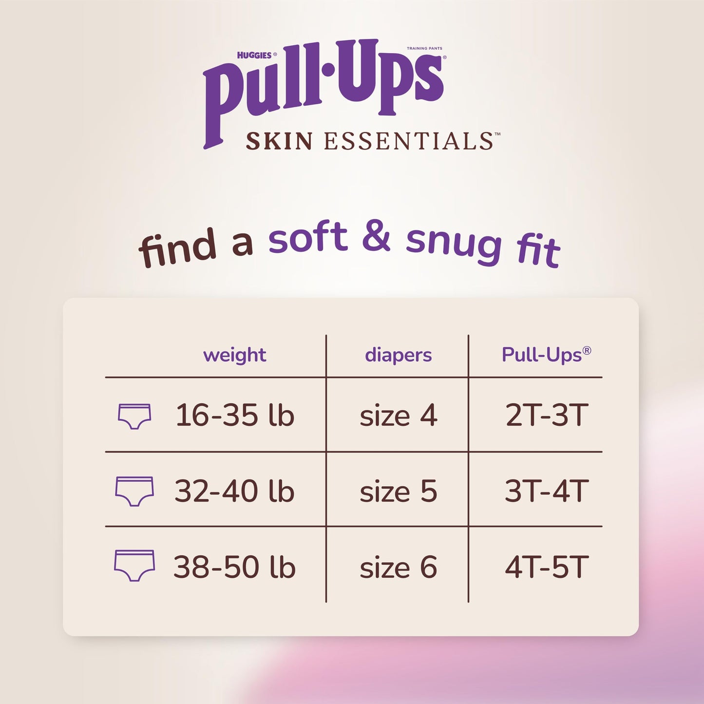 Pull-Ups Girls' Skin Essentials Potty Training Pants, Training Underwear, 3T-4T (32-40 Lbs), 68 Ct