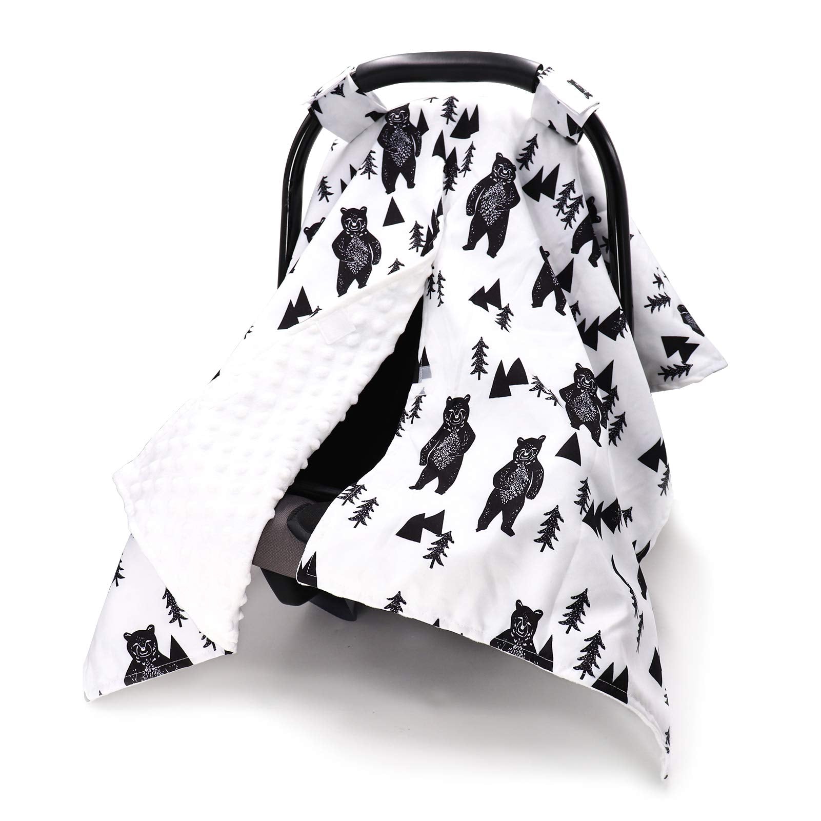 TANOFAR Carseat Covers Baby Boy & Girl, Peekaboo Opening Infant Car Seat Cover for Winter, Warm & Cozy, Bear