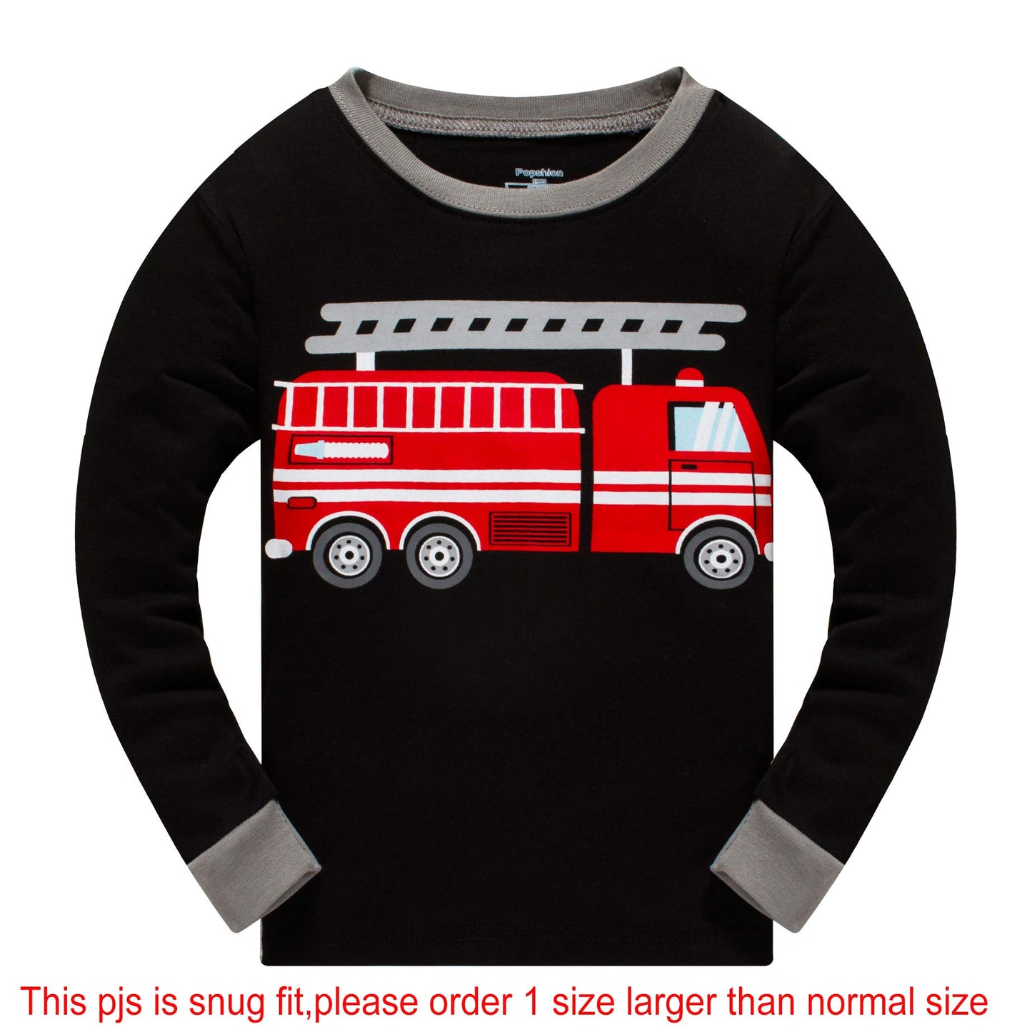 Boys Pajamas Fire Truck 100% Cotton Christmas Pjs Toddler 2 Piece Long Sleeve Sleepwear Kids Fireman Clothes Set 6T