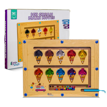 Larastuffs Montessori Magnetic Color and Number Maze Puzzle Board - Educational Wooden Toy for Toddlers, Fine Motor Skills & Cou