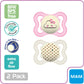 Mam Supreme Night Baby Pacifier, For Sensitive Skin, Patented Nipple, 2 Pack, 0-6 Months, Girl