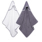Sasma Home  2 x Baby Hooded Towels, 100% Cotton Baby Bath Towels, Soft and absorbant Kids Towels (White/Grey)