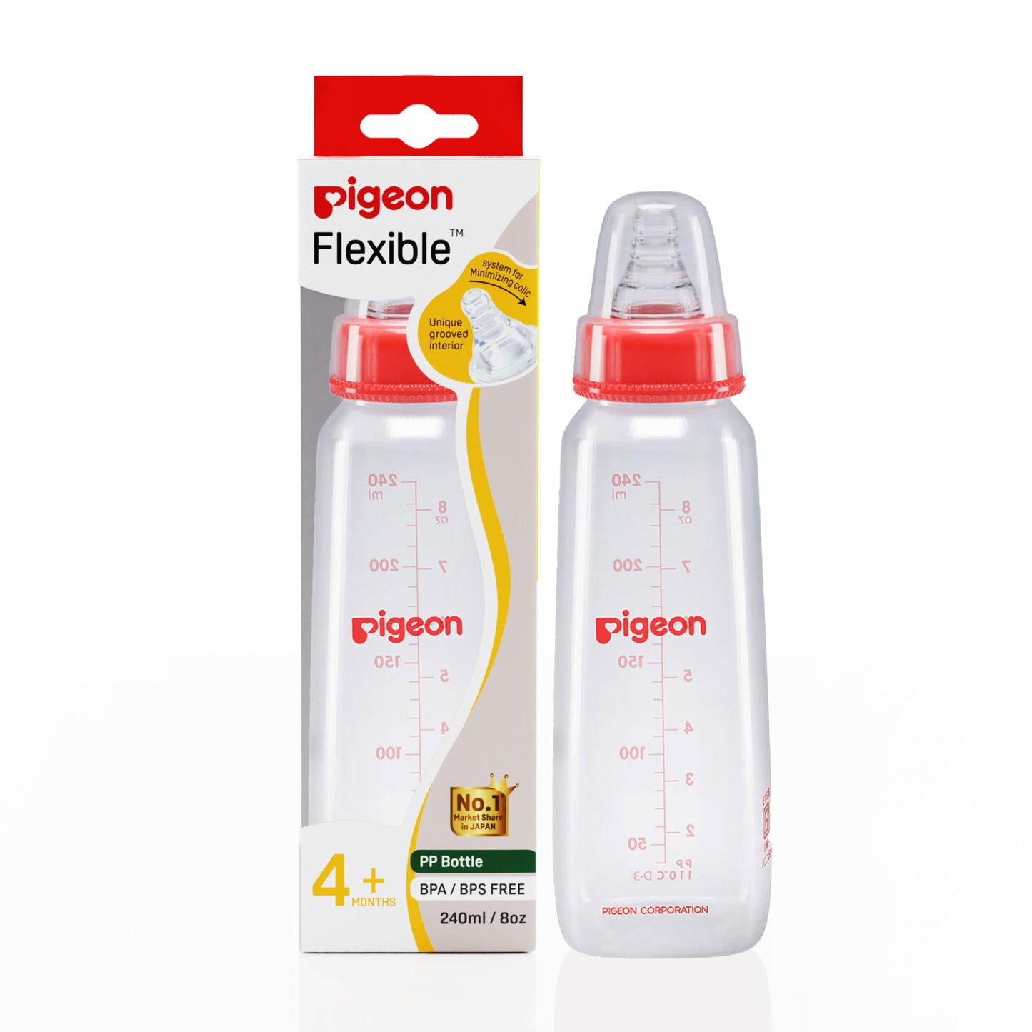 Pigeon Peristaltic Nursing Bottle Kpp 240Ml Red Nipple M | Baby Feeding Bottle