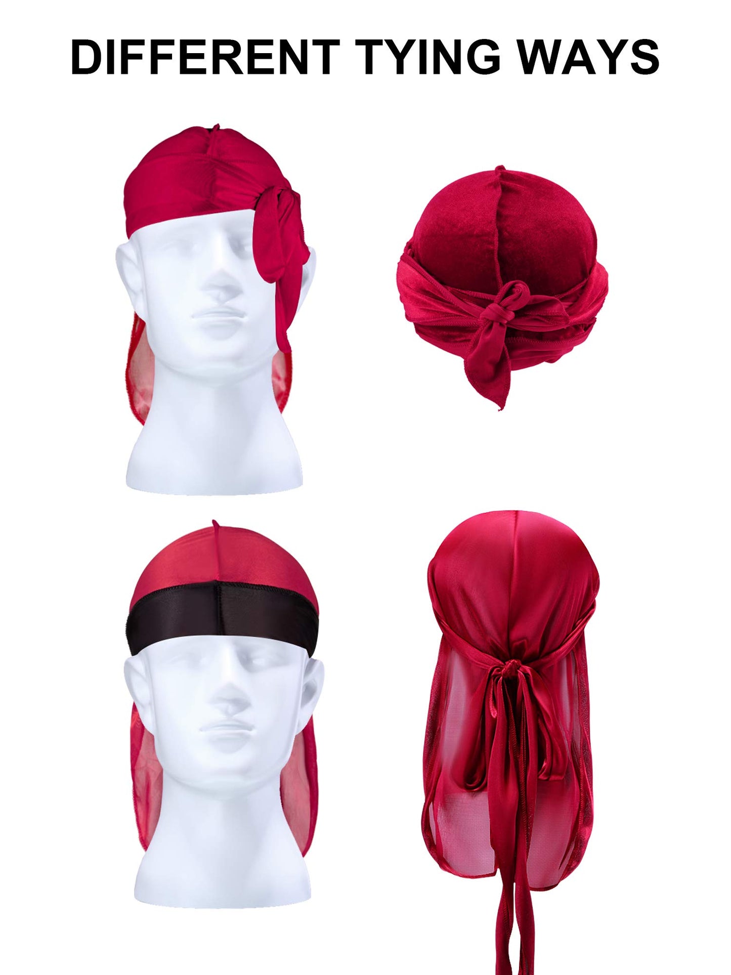 8 Pieces Satin Baby Durags Kids Satin Durag Caps Headwraps With Long Tail And Wide Straps For 360 Waves (Dark Color)