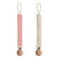 mushie Linen Baby Pacifier Clip Holder | Soft Fabric Strap, 2-Pack (Dusty Rose/Shifting Sand)