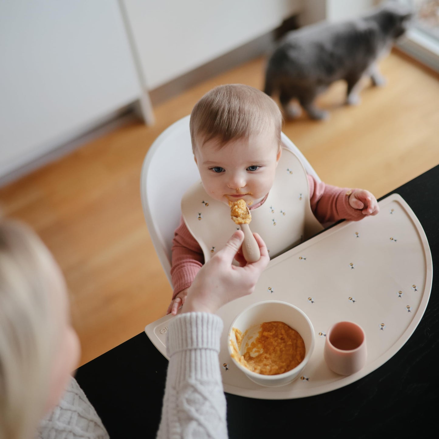 Mushie Silicone Placemat For Kids | Bpa-Free Non-Slip Design (Bees)