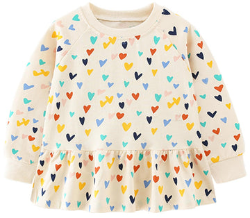 Akyzic Baby Girl Sweatshirt Valentines Day Outfit Kids Fall Sweaters Tops Pullover Toddler Long Sleeve Crewneck Heart Print Shir