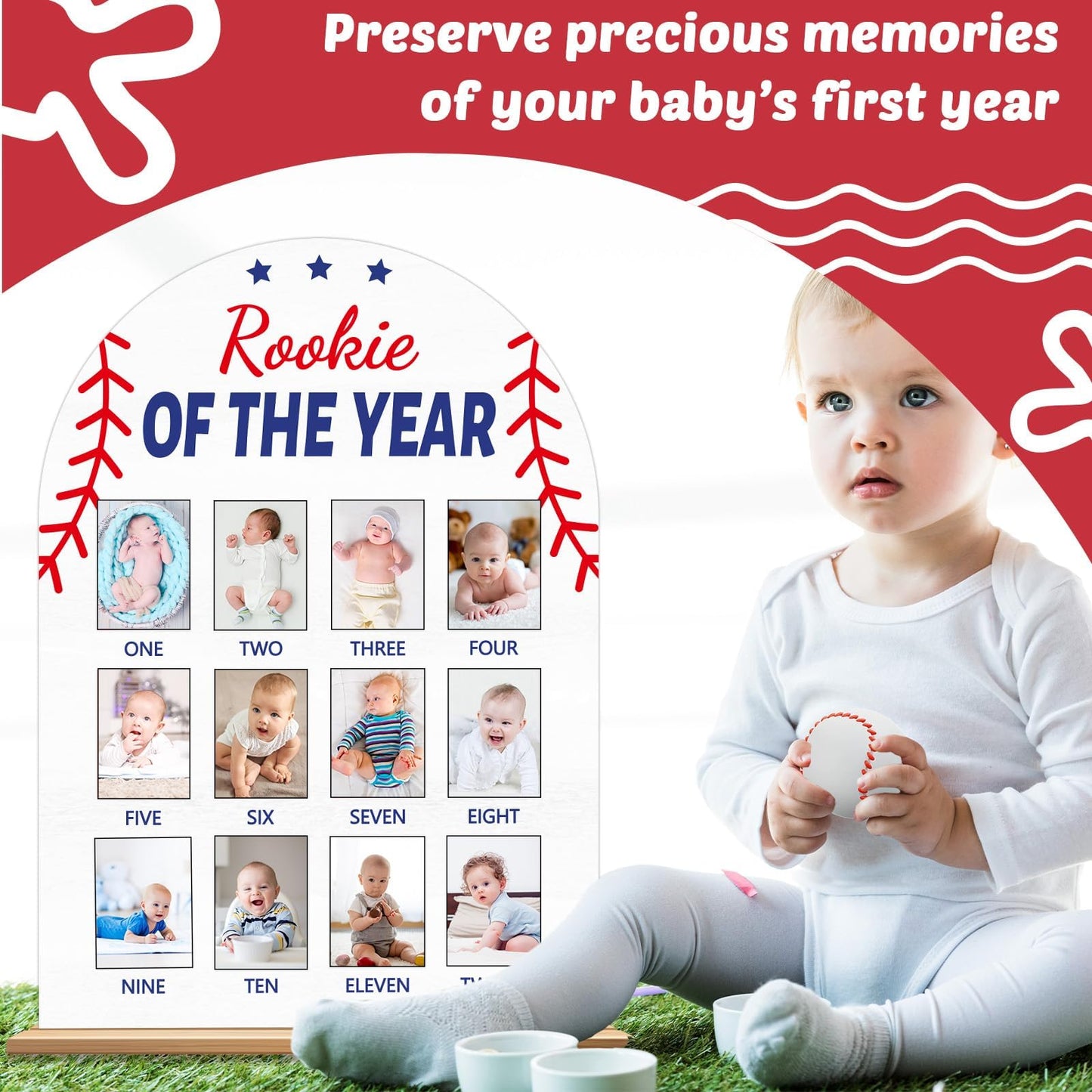 Berry First Year Photo Board Strawberry Birthday Party Wooden Board Decorations 12 Monthly Milestone Picture Frame One Year Old
