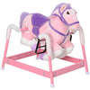 Qaba Spring Rocking Horse, Kids Ride on Horse, Plush Horse Ride-on with Sounds & Foot Stirrups, Saddle for Kids 3-8 Years, Pink