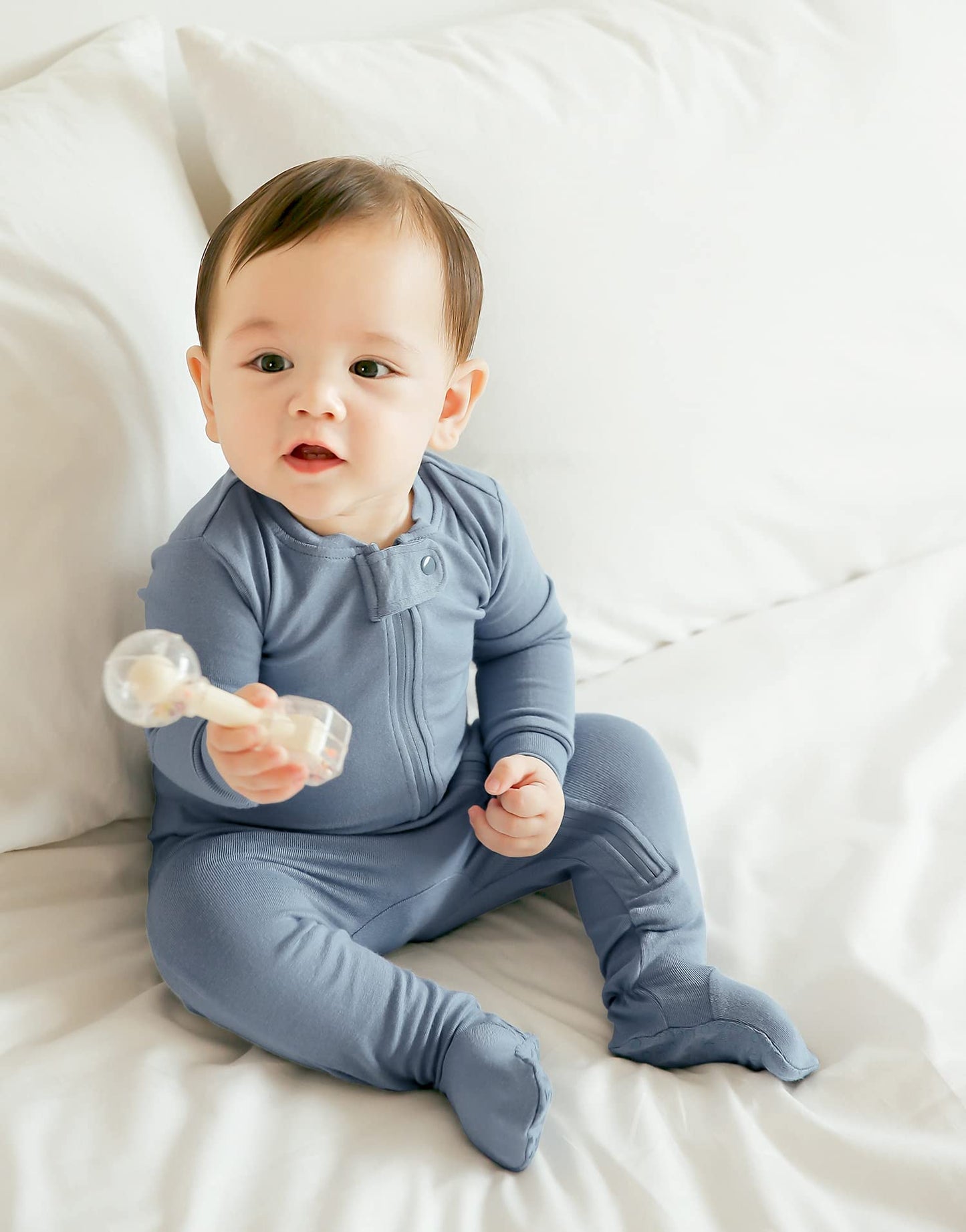Vaenait Baby Toddler Boys Girls Solid Footie Pajama Cozy Modal Powderblue 2T