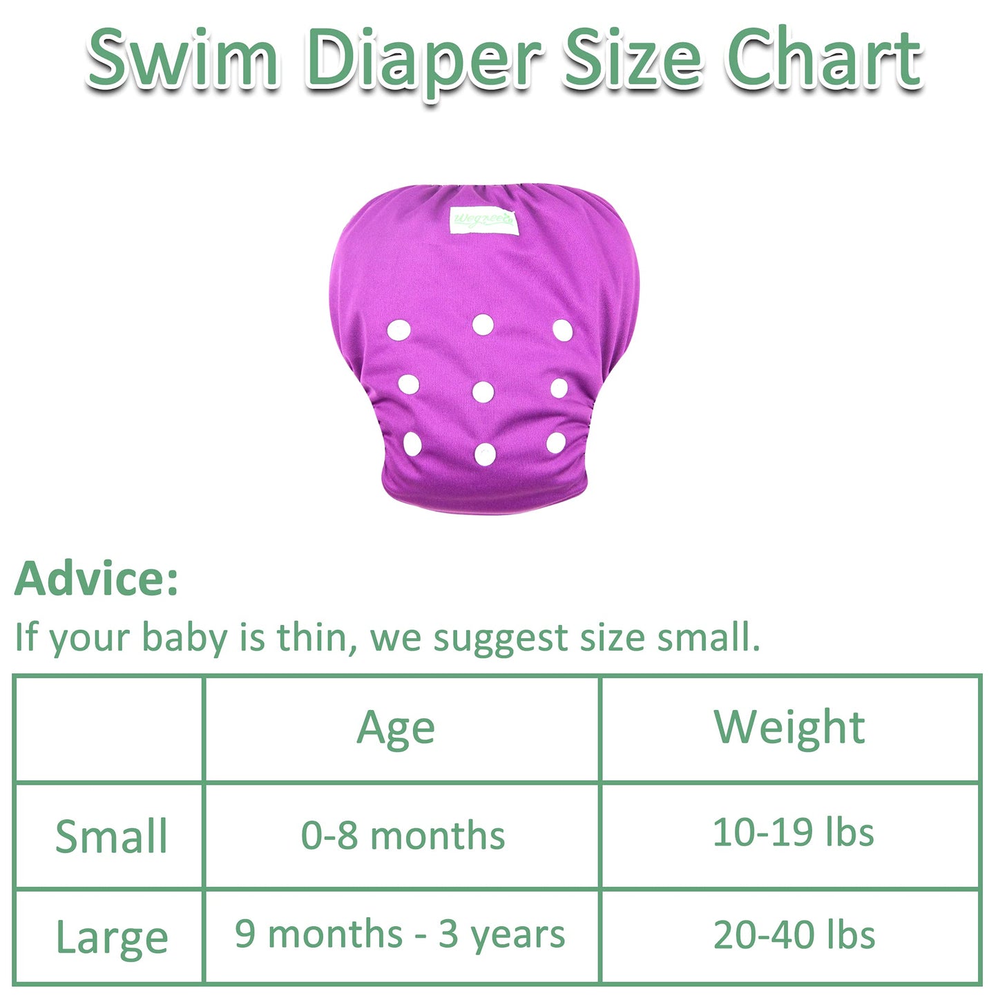 Wegreeco Baby & Toddler Snap One Size Adjustable Reusable Baby Swim Diaper (Red, Black, Purple, Small, 3 Pack)