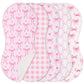 SmoothNovelty 5 Pack Pink Bow Baby Burp Cloths Soft Absorbent Burping Rags for Newborns 19x9 Spit up Cloths for Boy Girl Newborn