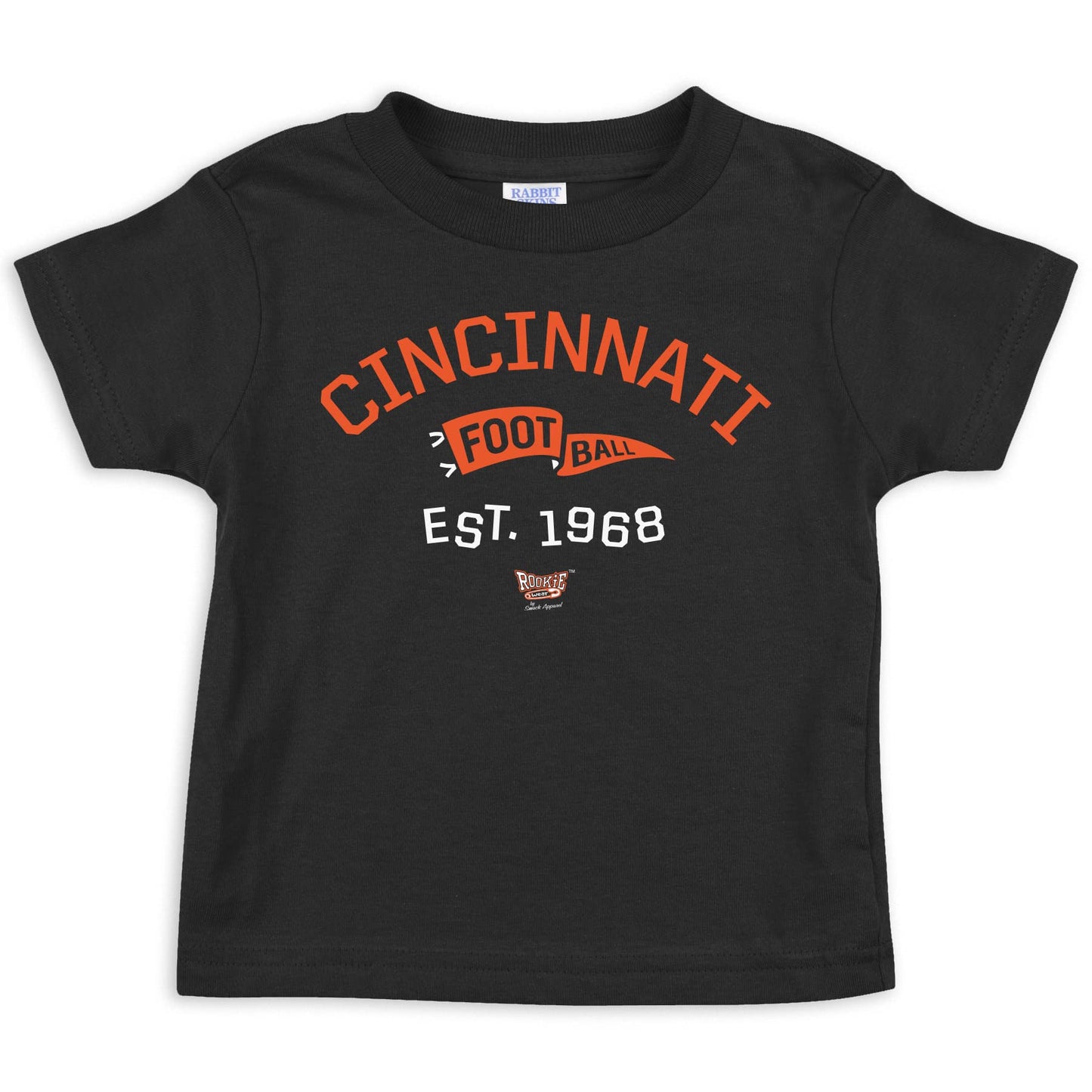 Retro Pennant Baby Apparel For Cincinnati Football Fans (Nb-7T) (Black Toddler Tee, 2T)