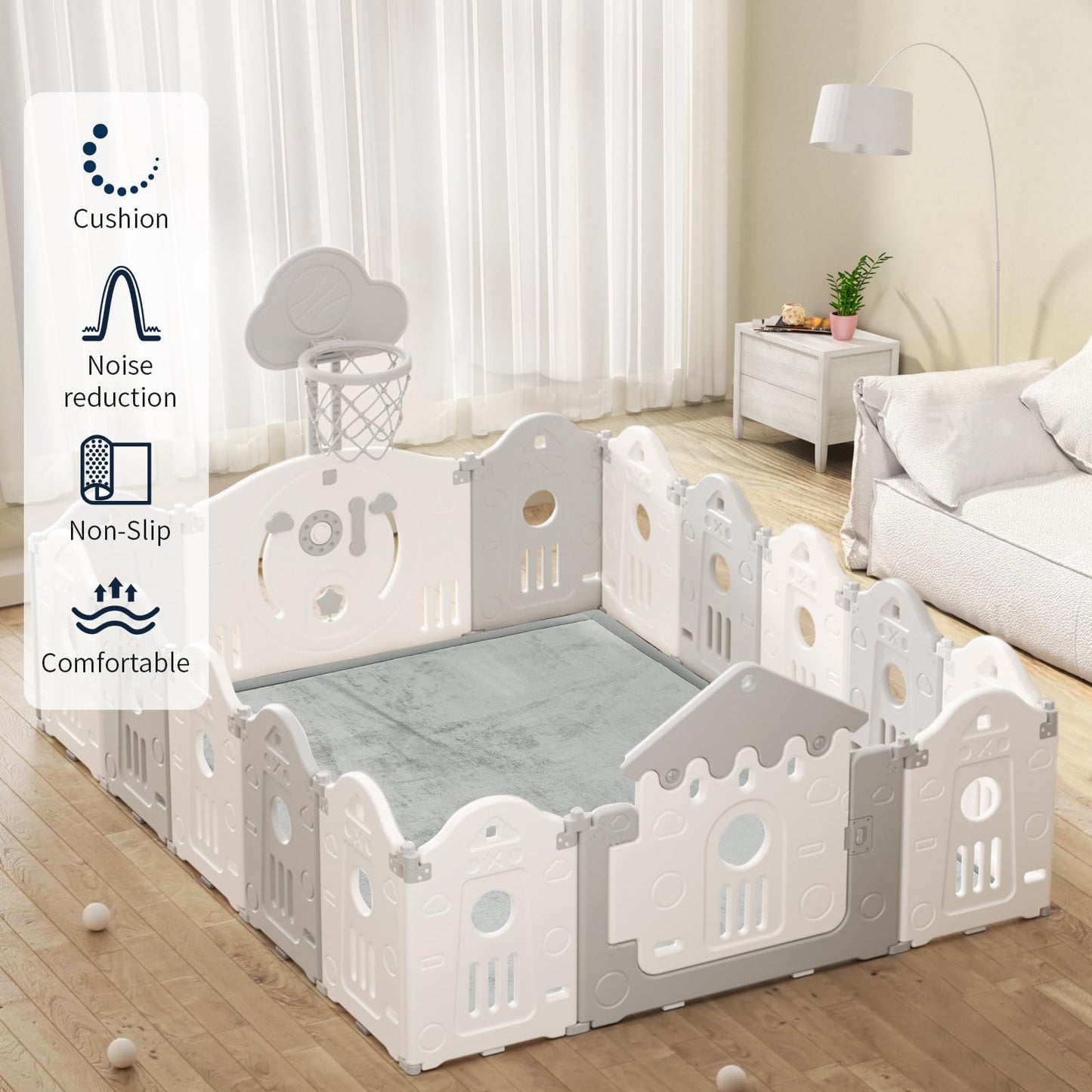 Acomopack Baby Play Mat For Floor 1.3' Thick Memory Foam Play Mat 79'  157 Tummy Time Crawling With Non-Slip Bottom For Living