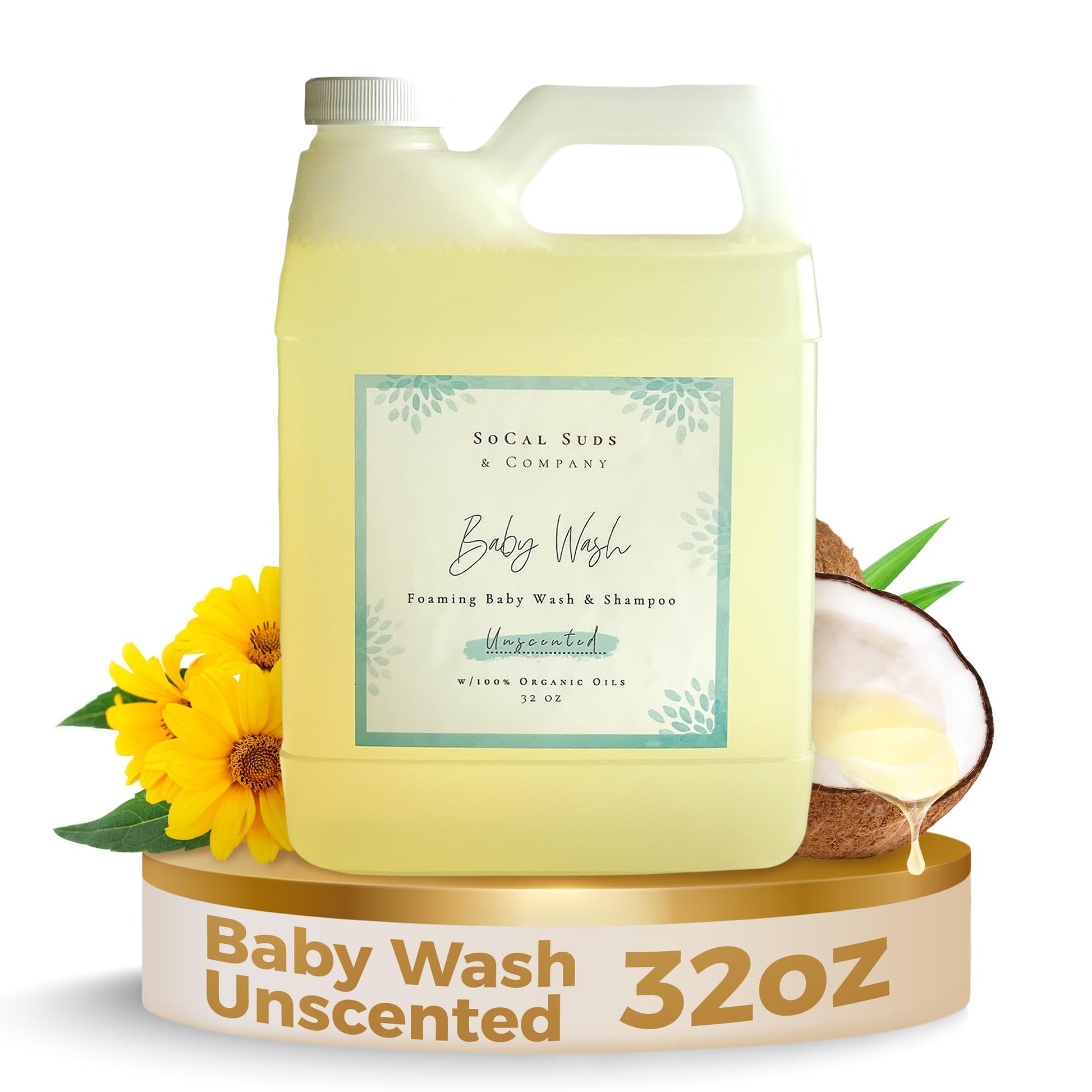 SoCal Suds & Company - 2-in-1 Organic Foaming Baby Wash Castile Soap & Shampoo Refill - Gentle Body Soap for Sensitive Gentle Ba
