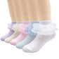 4/5/6 Pack Baby Toddler Girls Ruffle Socks White Princess Eyelet Frilly Lace Ankle Cotton Dress Socks For Little/Big Kids 9-12 Y
