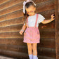 Infant Girls Summer 3Pcs Outfit Sets Ruffle Short Sleeve Ribbed Romper + Suspender Skirt + Headband (A-Pink, 0-3 Months)