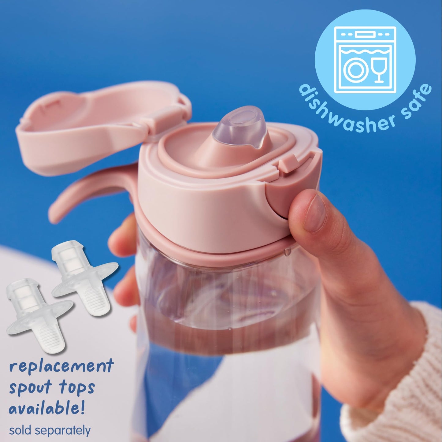 B.Box 15 Oz Sport Spout Kids Water Bottle For School, Sports, Travel, Daycare. Leakproof, Spill Proof, Dishwasher Safe. Easy Gri