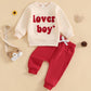 Ursobutegl Toddler Baby Boy Valentine'S Day Outfit Lover Boy Embroidery Letter Sweatshirt Pullover Tops Jogger Pants Clothes (Ap