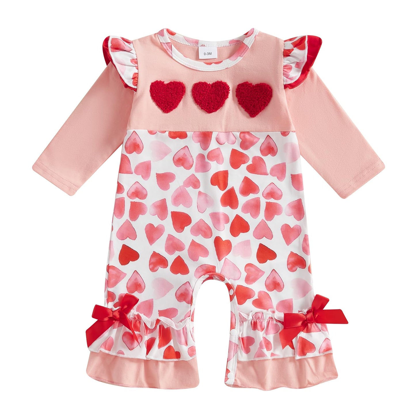 My First Valentines Day Baby Girl Outfit Love Heart Letter Long Sleeve Romper Newborn Spring Jumpsuit Clothes (A-Red, 3-6 Months