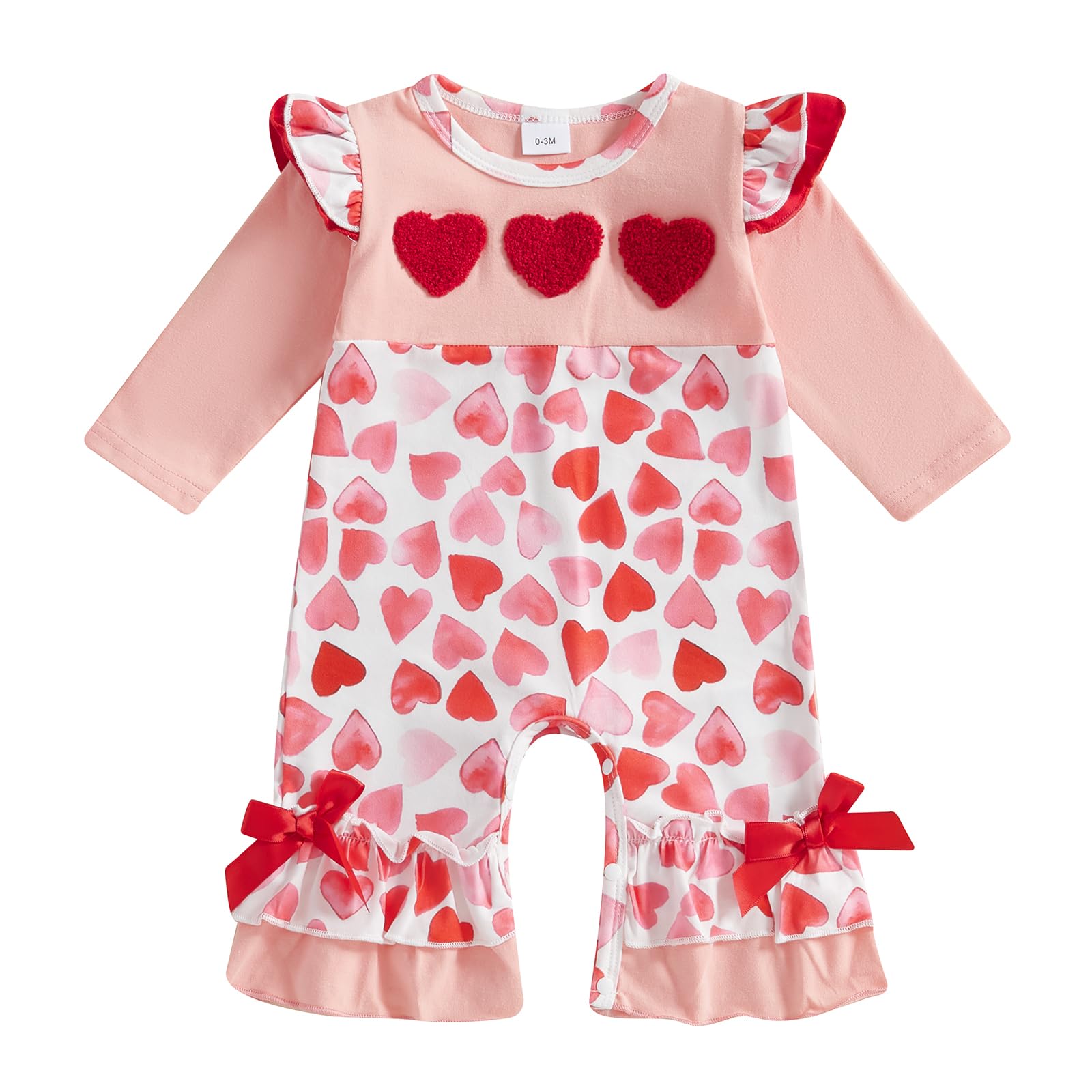 My First Valentines Day Baby Girl Outfit Love Heart Letter Long Sleeve Romper Newborn Spring Jumpsuit Clothes (A-Red, 3-6 Months