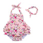 China Rose 50'S Floral Ruffles Rompers Backless Dress Bathing Suit Swimwear (0-12 Months,Pink)